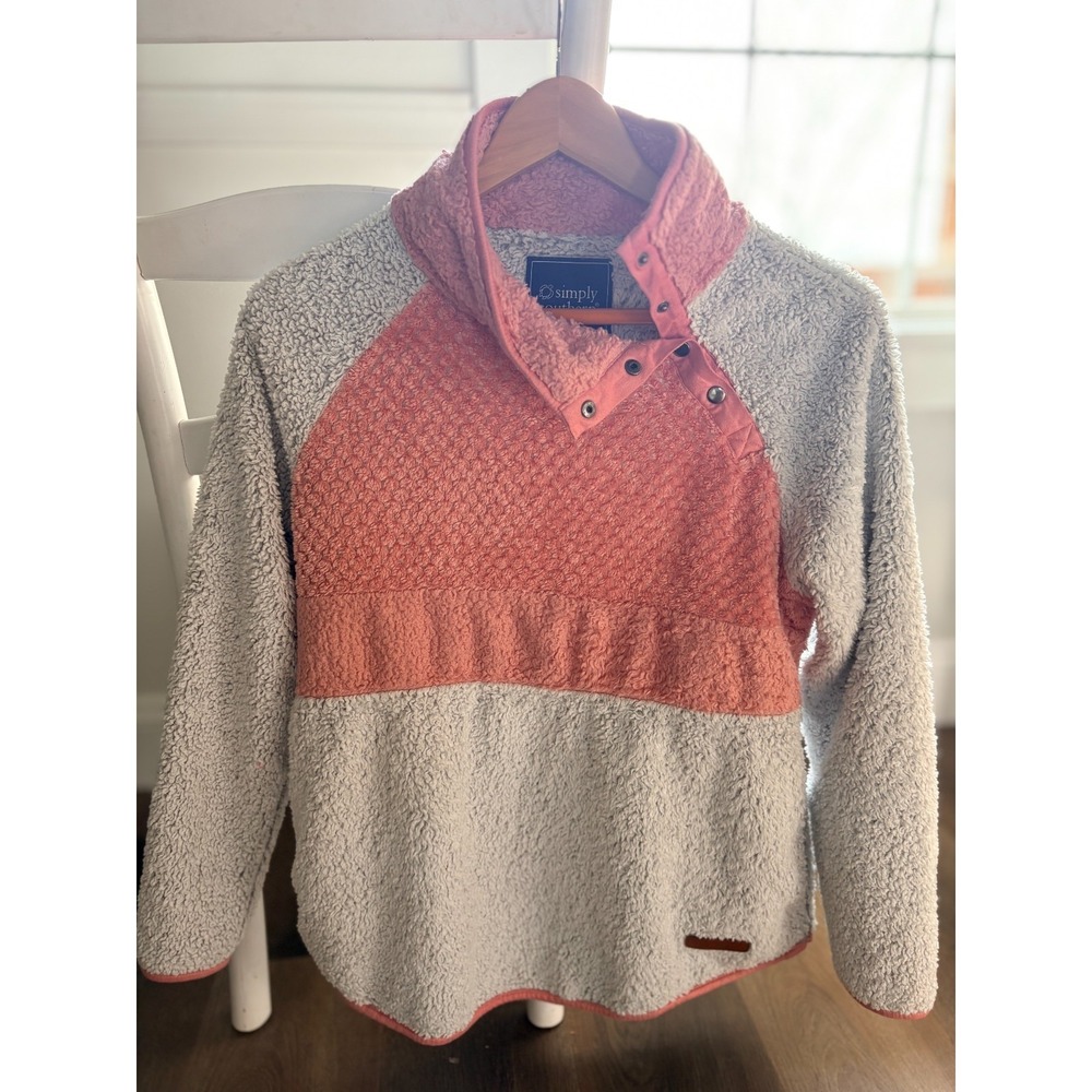 SIMPLY‎ SOUTHERN LONG SLEEVE SOFT SHERPA PULLOVER SWEATSHIRT L Large